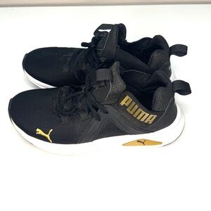 Puma SoftFoam+ Black & Gold Sneakers | Women’s 4.5